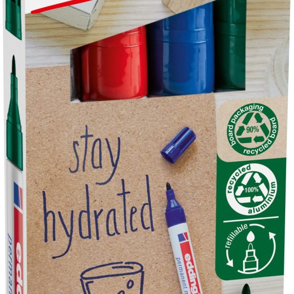 EDDING Permanent Marker 3000 1.5-3mm 3000-4-2 4 Farben assortiert