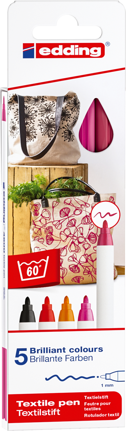 EDDING-3946-4057305013224 EDDING Textilstift 4600 3946 Warm Color 5 Stück – Hochwertig & günstig bei ShopDeca