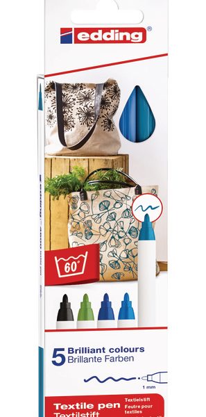 EDDING Textilstift 4600 3951 Cool Color 5 Stück