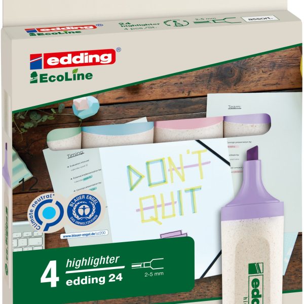EDDING Textmarker EcoLine 24 2-5mm 4-24-4-1000 pastell 4 Stück
