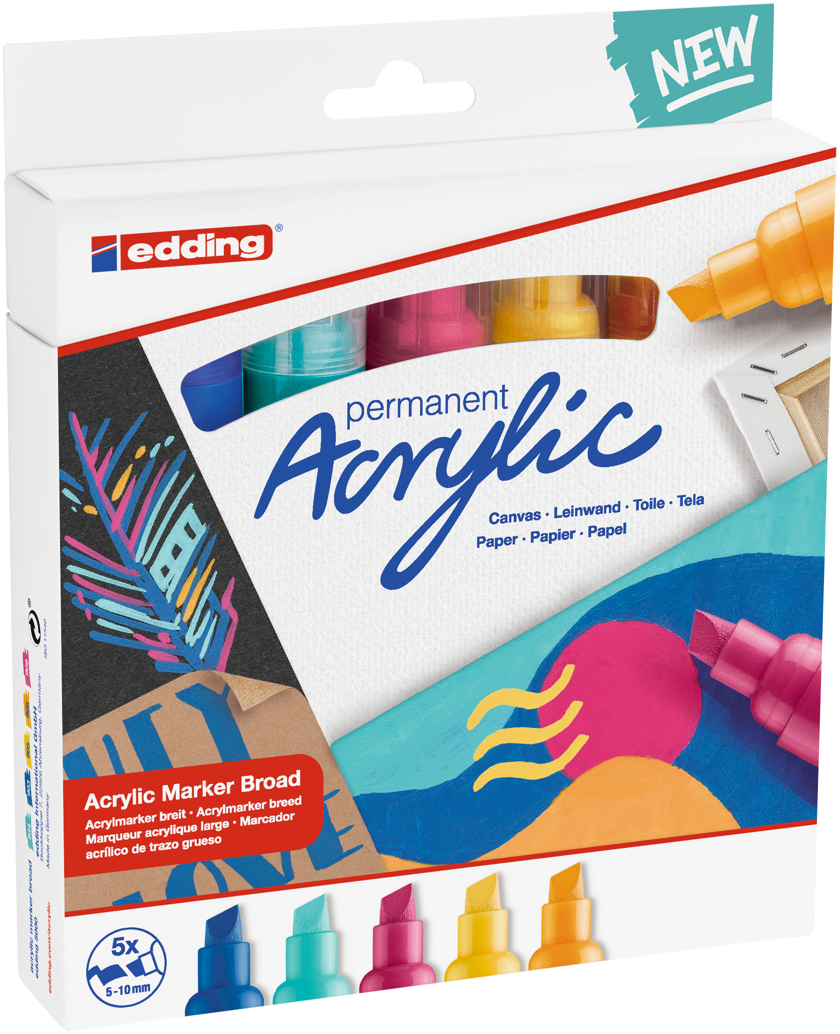 EDDING-5000-5S-4057305030870 EDDING Acrylmarker 5000 5-10mm 5000-5S assortiert 5 Stück – Hochwertig & günstig bei ShopDeca