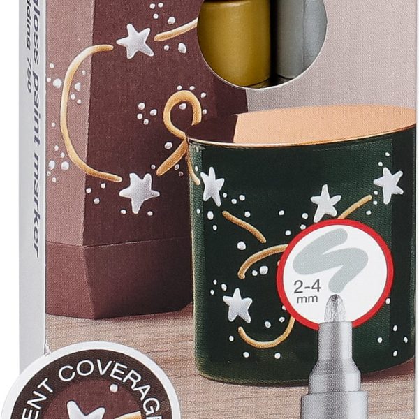 EDDING Paintmarker 750 2-4mm 750-E3-met gold/silver/white 3 Stück