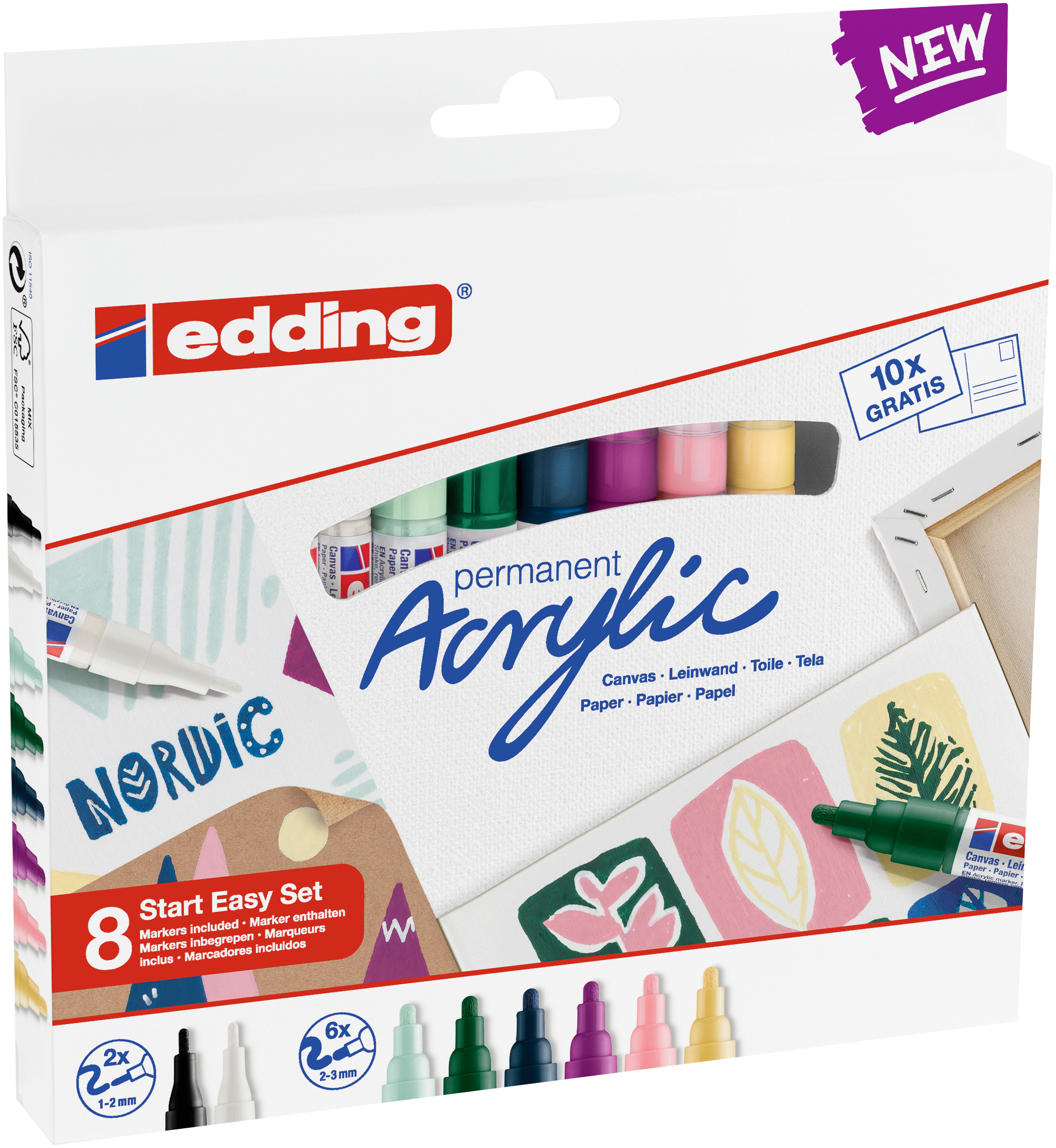 EDDING-acrylic-8s-4057305031020 EDDING Acrylmarker acrylic-8s Kreativset nordic 8 Stück – Bild 1