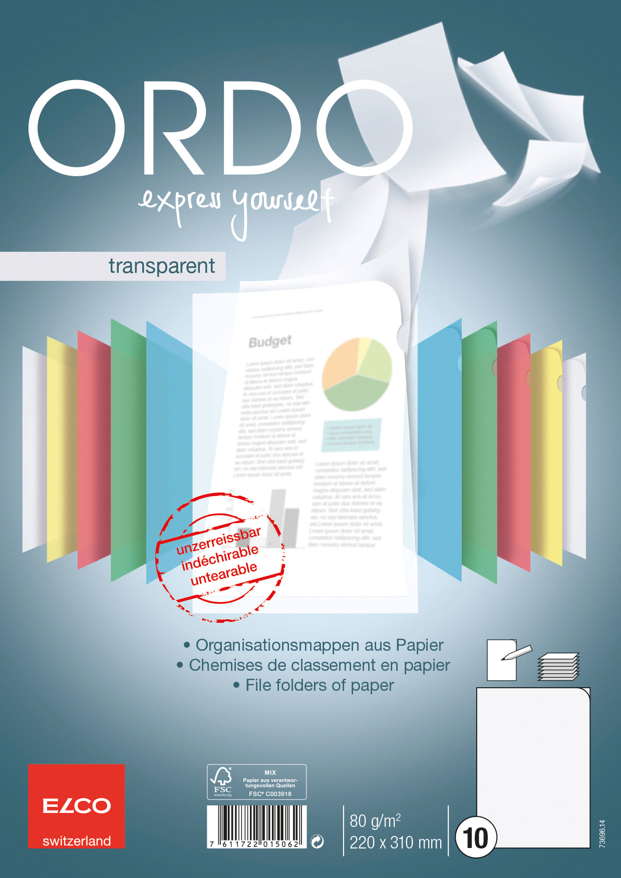 73696.14 Ordo transparent weiss.indd ELCO Sichtmappe Ordo A4 73696.14 transparent, weiss 10 Stück – Hochwertig & günstig bei ShopDeca