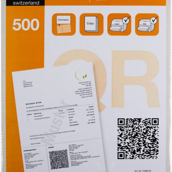 ELCO Einz.schein QR-Rech. A4 74589.29 90g, perforiert,500 Stück