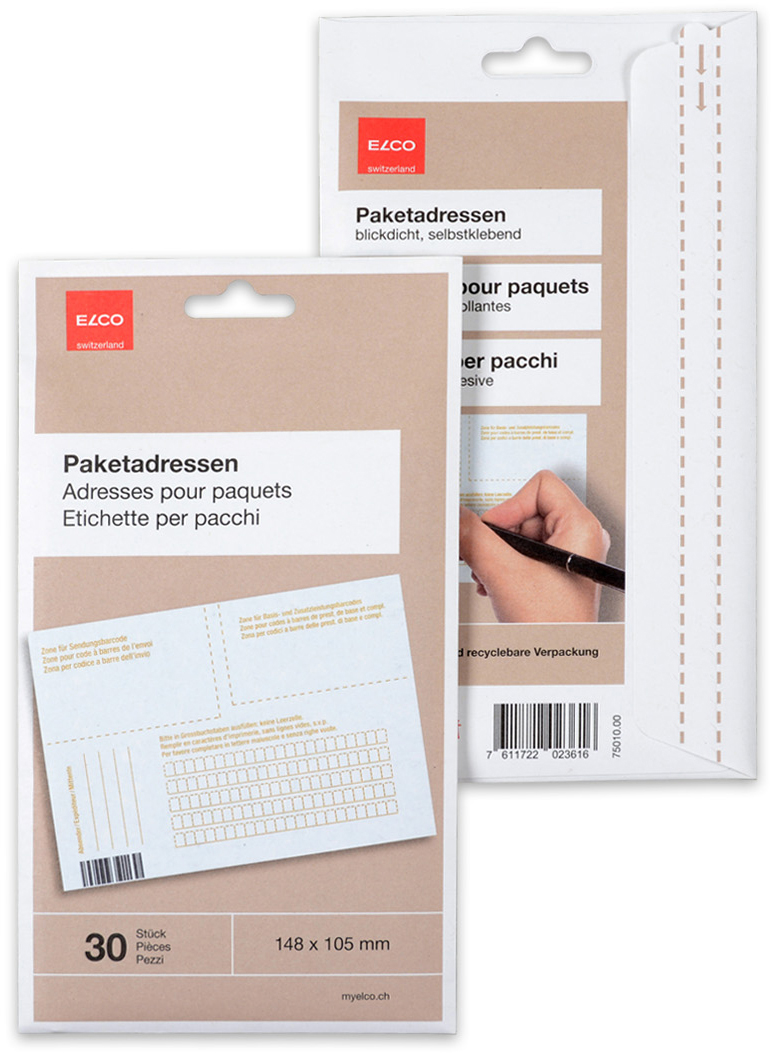 ELCO-75010.00-7611722023616 ELCO Paketadressen A6 75010.00 weiss, blickdicht 30 Stück – Hochwertig & günstig bei ShopDeca
