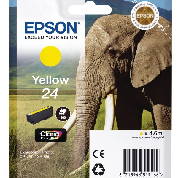 EPSON Tintenpatrone 24 yellow T242440 XP 750/850 360 Seiten
