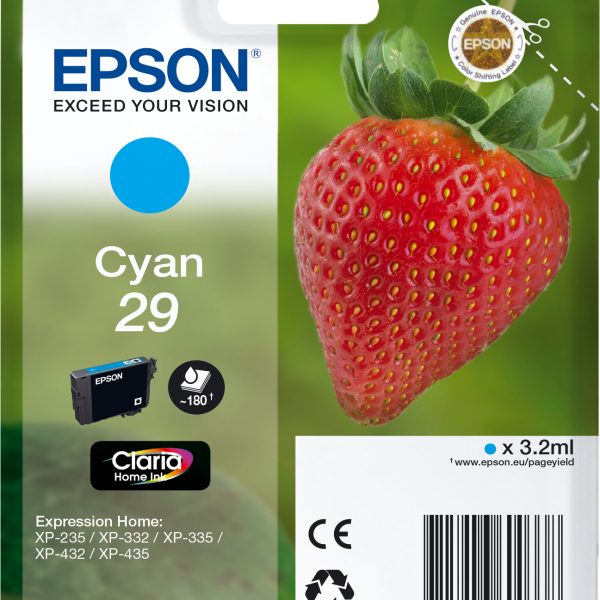 EPSON Tintenpatrone 29 cyan T298240 XP-235/335/435 180 Seiten