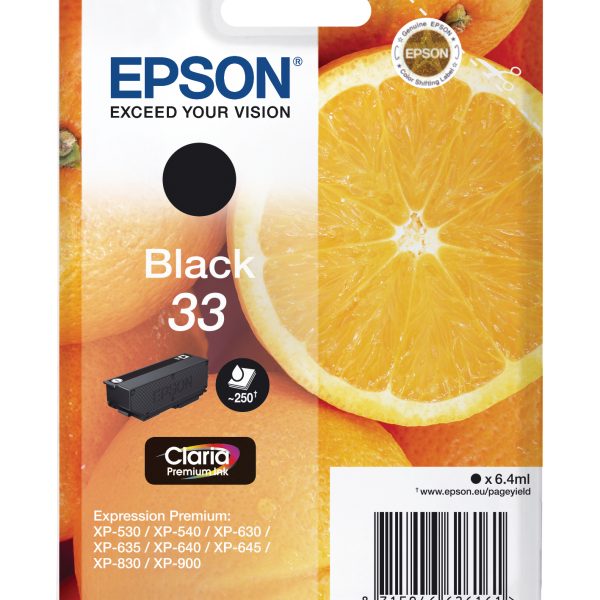 EPSON Tintenpatrone 33 schwarz T333140 XP-530/630/830 250 Seiten