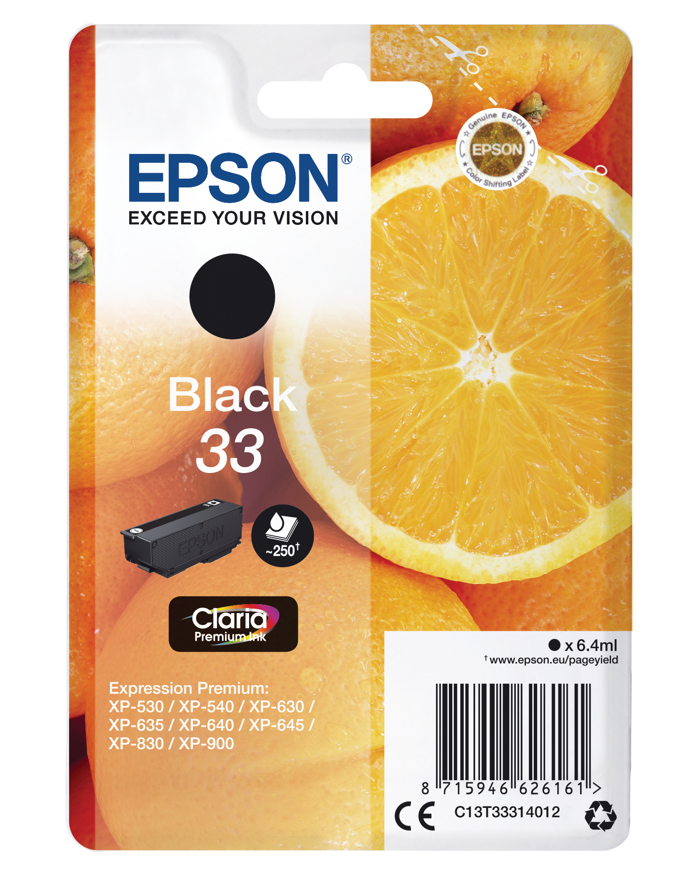 EPSON-T333140-8715946626161 EPSON Tintenpatrone 33 schwarz T333140 XP-530/630/830 250 Seiten – Hochwertig & günstig bei ShopDeca