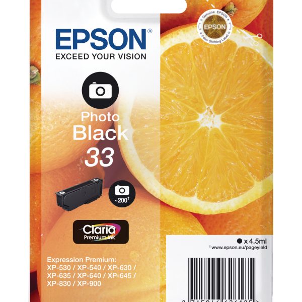 EPSON Tintenpatrone 33 photo schwarz T334140 XP-530/630/830 200 Seiten