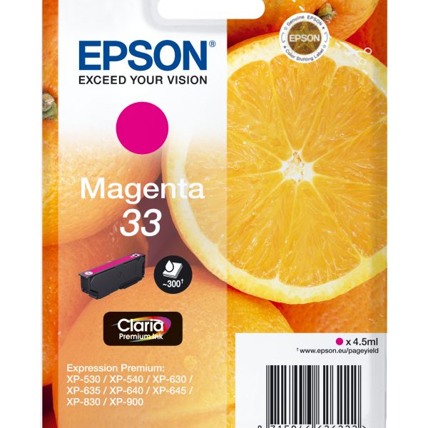 EPSON Tintenpatrone 33 magenta T334340 XP-530/630/830 300 Seiten