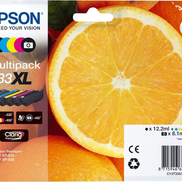 EPSON Multipack Tinte 33XL CMYBKPBK T335740 XP-530/630/830 5-color