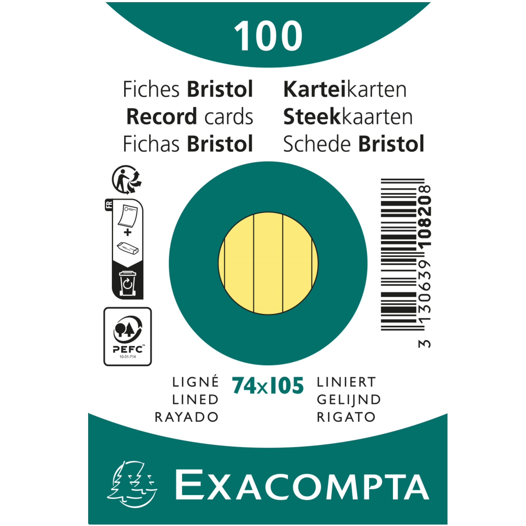 EXACOMPTA-10820SE-3130639108208 EXACOMPTA Karteikarten liniert A7 10820SE gelb 100 Stück – Hochwertig & günstig bei ShopDeca