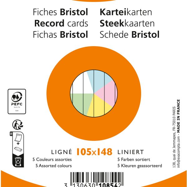 EXACOMPTA Karteikarten liniert A6 10854E farbig assortiert 100 Stück