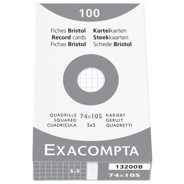 EXACOMPTA Karteikarten kariert 5mm A7 13200B weiss 100 Stück