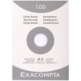 EXACOMPTA Karteikarten kariert 5mm A5 13208E weiss 100 Stück