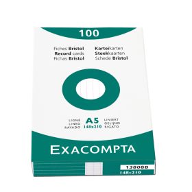 EXACOMPTA Karteikarten liniert A5 13808B weiss 100 Stück