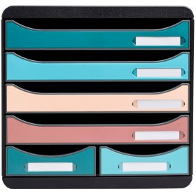 EXACOMPTA Schubladenbox SKANDI A4+ 312606D Big Box Maxi, 6 Schubladen