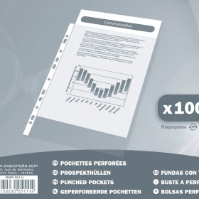 EXACOMPTA Zeigetaschen PP 40my A4 5111E transparent genarbt 100 Stück
