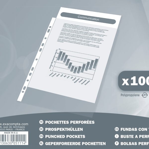 EXACOMPTA Zeigetaschen PP 40my A4 5111E transparent genarbt 100 Stück