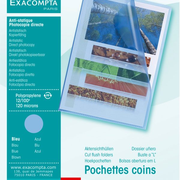 EXACOMPTA Sichtmappe genarbt A4 58522E blau 100 Stück