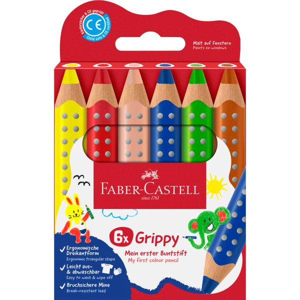 FABER-CASTELL Farbstifte Grippy 110630 6 Farben