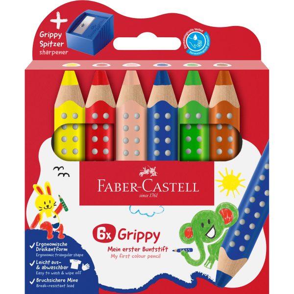FABER-CASTELL Farbstifte Grippy 110635 inkl. Spitzer 6 Stück