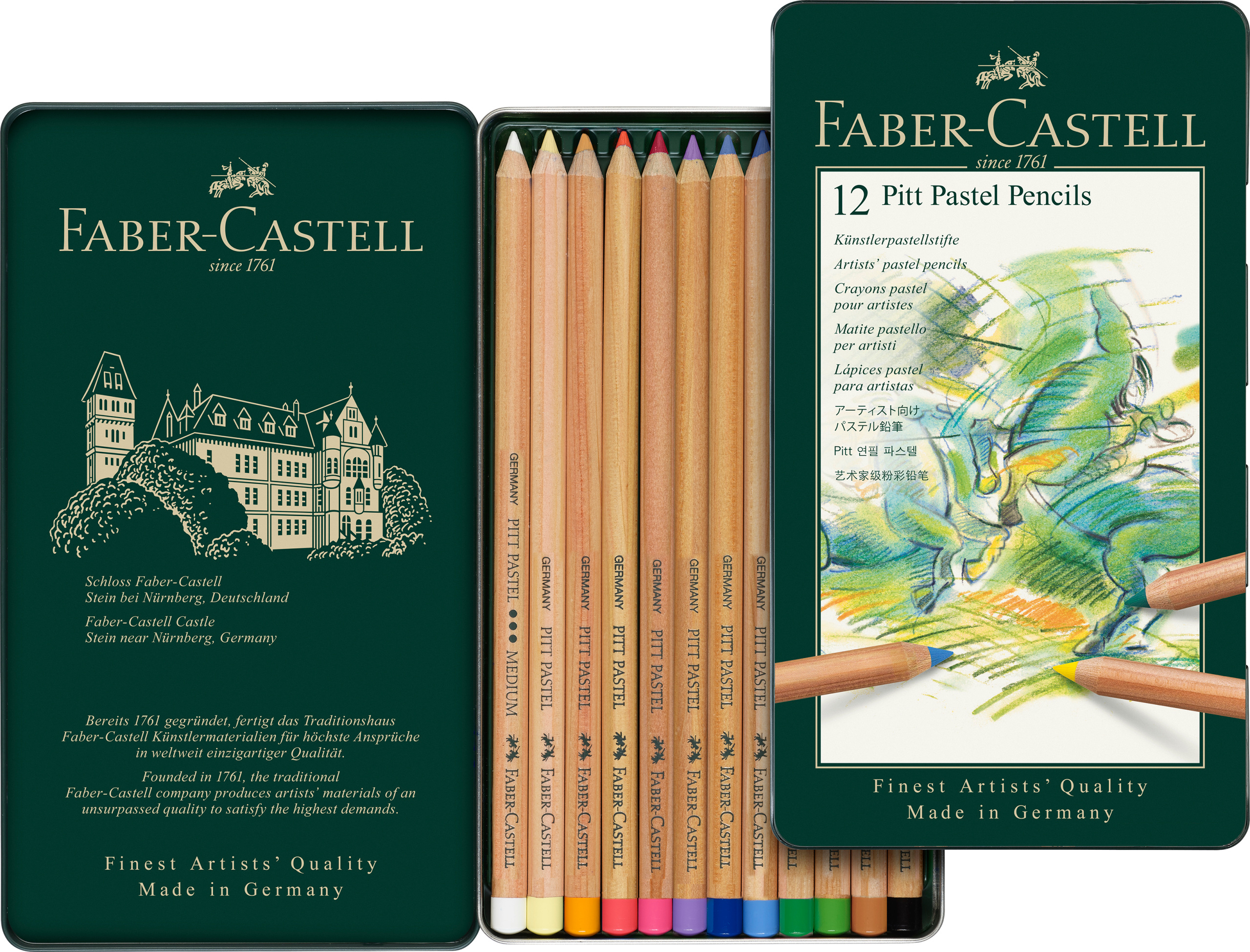 Pitt Pastel pencil, tin of 12 FABER-CASTELL Farbstift Pitt 112112 12er Metalletui – Hochwertig & günstig bei ShopDeca