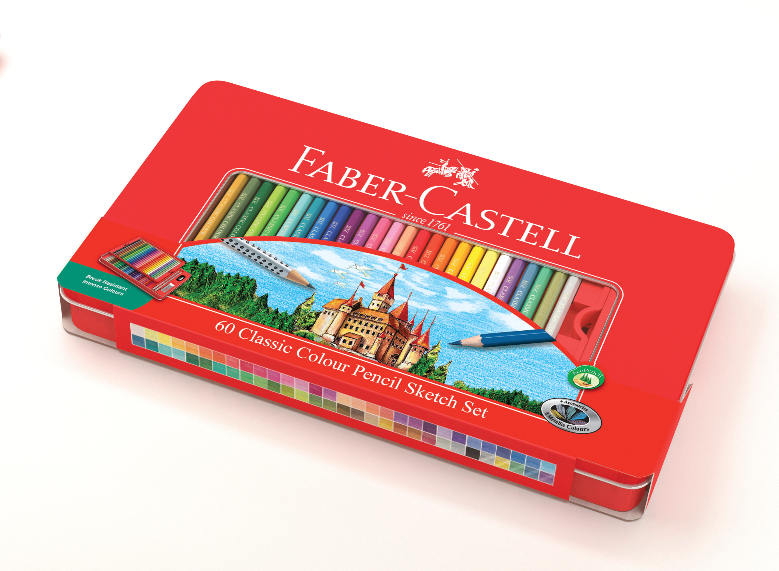 115894_Colour pencils hexagonal tin 60x FABER-CASTELL Farbstifte Classic Colour 115894 60 Stück, mehrfarbig – Hochwertig & günstig bei ShopDeca