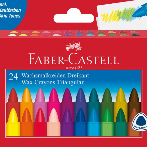 FABER-CASTELL Wachskreide Dreikant 120024 24 Stück, mehrfarbig