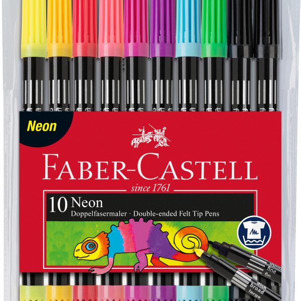 FABER-CASTELL Doppelfasermaler 0,5mm/1,5mm 151109 neon, assortiert 10 Stück