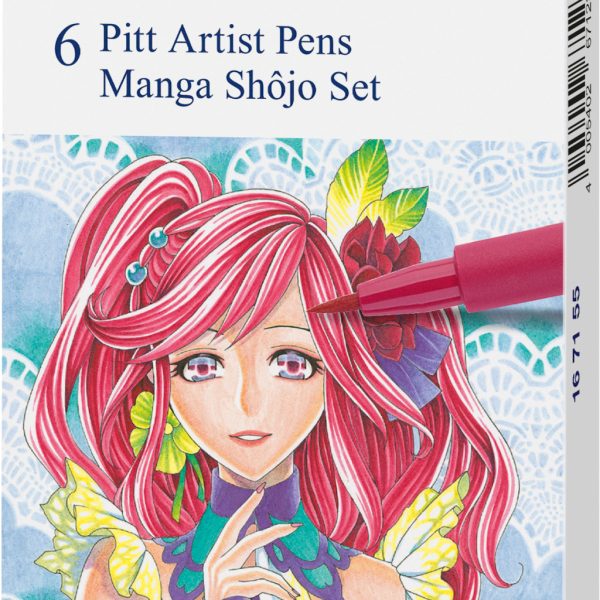 FABER-CASTELL Pitt Artist Pen Manga Shôjo 167155 diverse Farben 6 Stück
