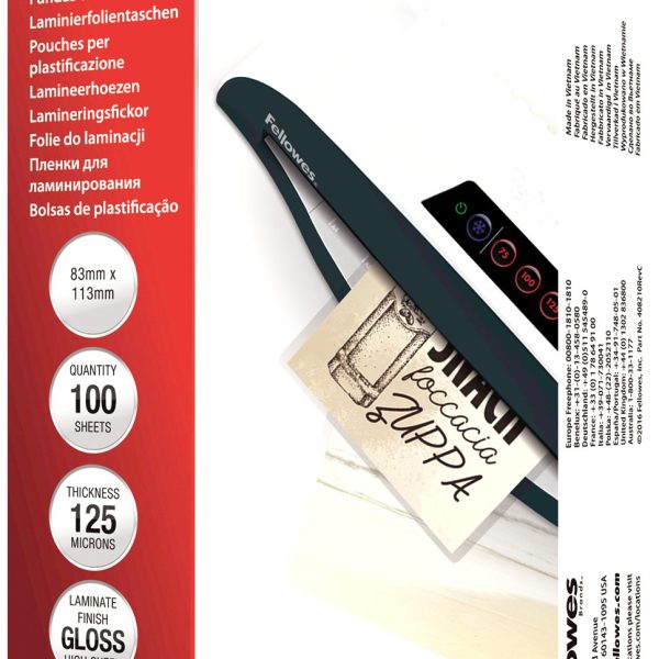FELLOWES Folientasche 125mic 83x113mm 5307101 glossy 100 Stück