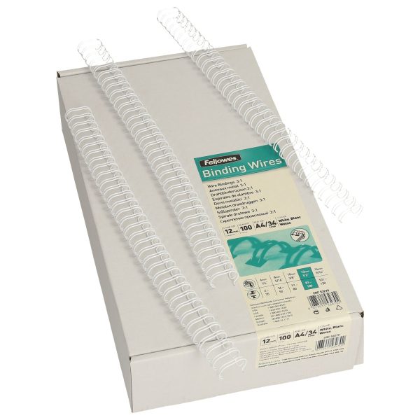 FELLOWES Drahtbinderücken 12mm 53270 weiss 100 Stück