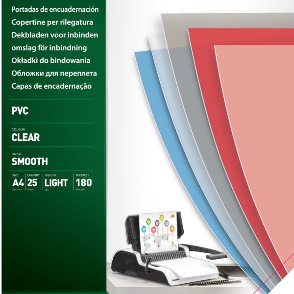 FELLOWES Deckblatt für Bindesysteme A4 5380001 transparent, 180my 25 Stück