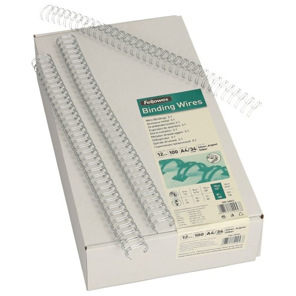 FELLOWES Drahtbinderücken 12mm 54453 silber 100 Stück