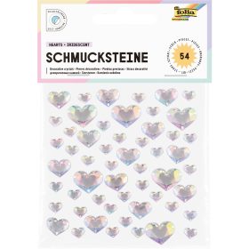 FOLIA Schmucksteine Hearts iridesc. 12313 selbstklebend 54 Stück