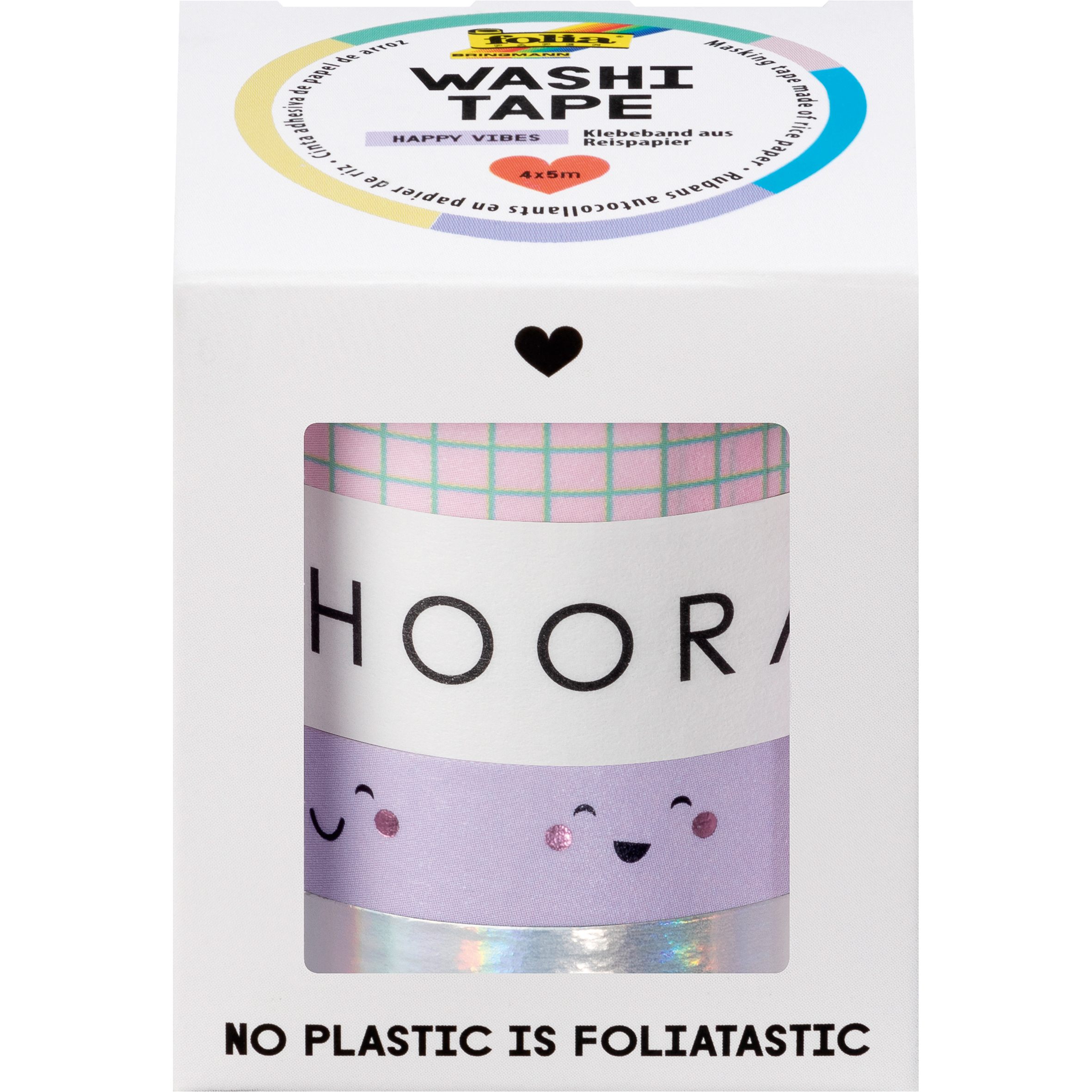 FOLIA-26455-4001868135312 FOLIA Washi Tape Set Happy Vibes 26455 Hotfoil 4 Stück – Hochwertig & günstig bei ShopDeca