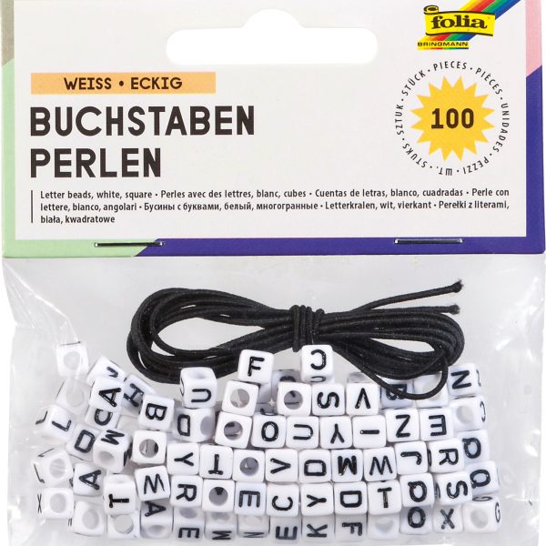FOLIA Buchstaben-Perlen 33903 weiss 100 Stück