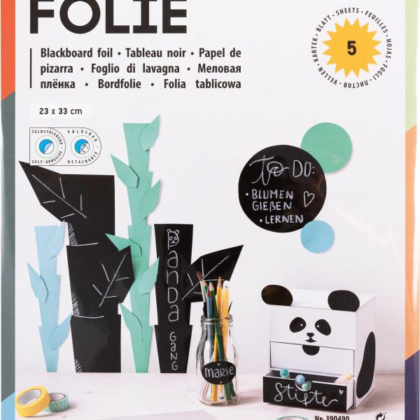 FOLIA Tafelfolie 135my 5 Blatt 390490 schwarz, selbstklebend 5 Stück