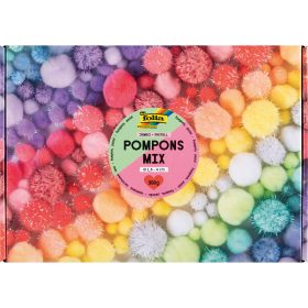 FOLIA Pompons Mix pastel 300g 50349 Jumbo Pack, 1.5-4cm
