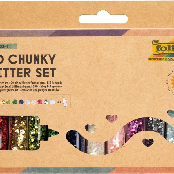 FOLIA BIO Glitzer Set Flocken 5891 assortiert 10 Stück