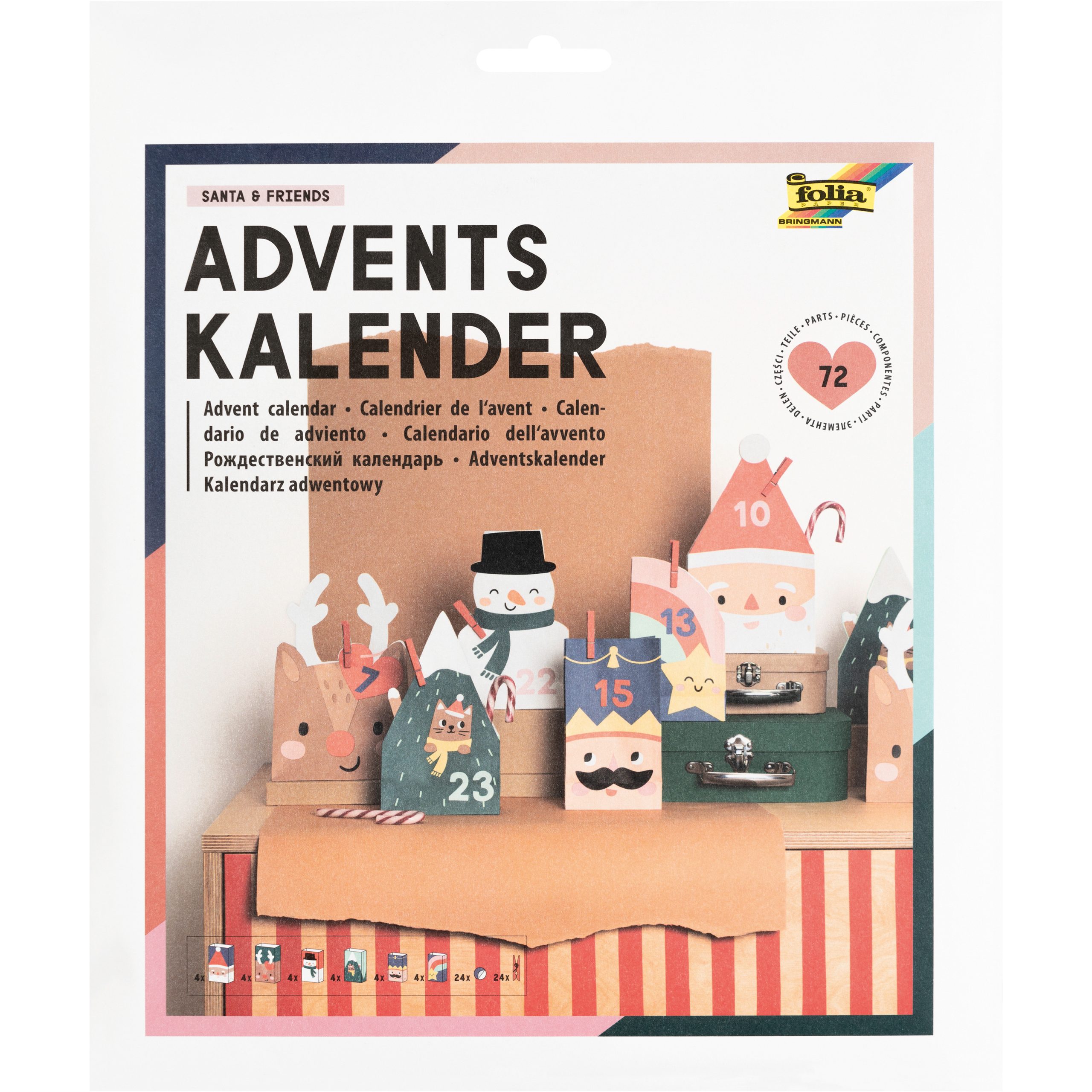 FOLIA-9389-4001868140552 FOLIA Adventskalender 9389 Santa & Friends – Hochwertig & günstig bei ShopDeca