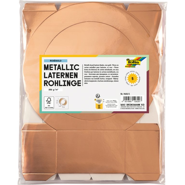 FOLIA Laternenrohlinge 19cm 9603/5 rosegold 5 Stück