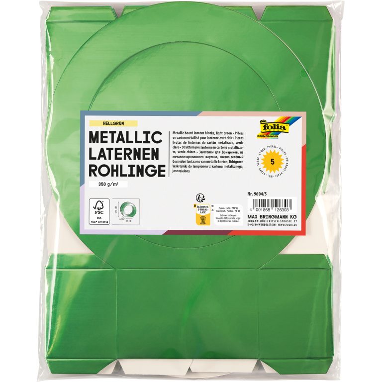 FOLIA Laternenrohlinge 19cm 9604/5 hellgrün 5 Stück