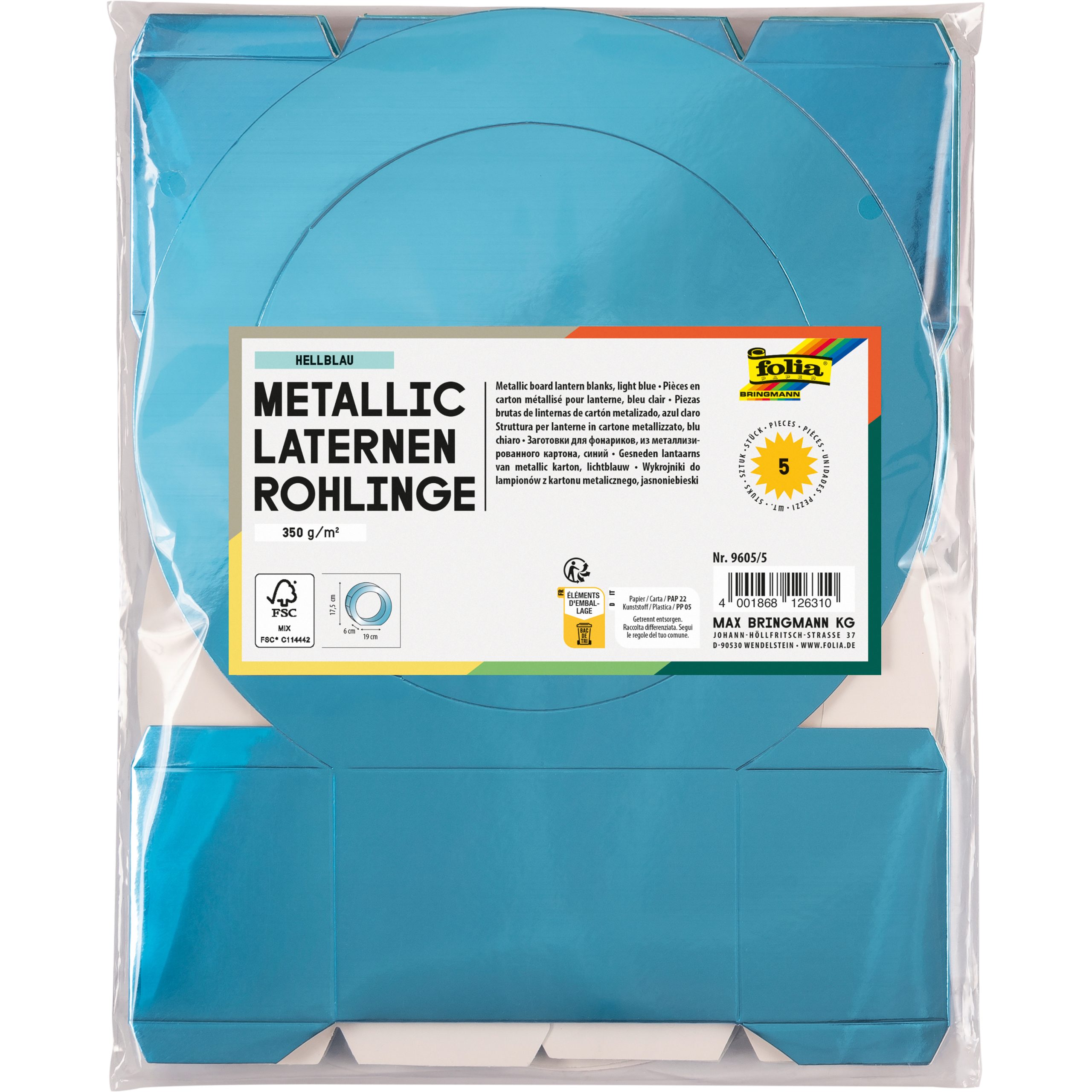 FOLIA-9605-5-4001868126310 FOLIA Laternenrohlinge 19cm 9605/5 hellblau 5 Stück – Hochwertig & günstig bei ShopDeca