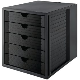 HAN Schubladenbox Systembox A4 24.30 schwarz öko 5 Fächer