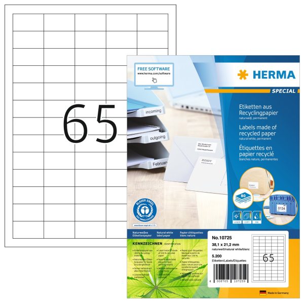 HERMA Etiketten 38,1×21,2mm 10725 recycling 5200 Stück