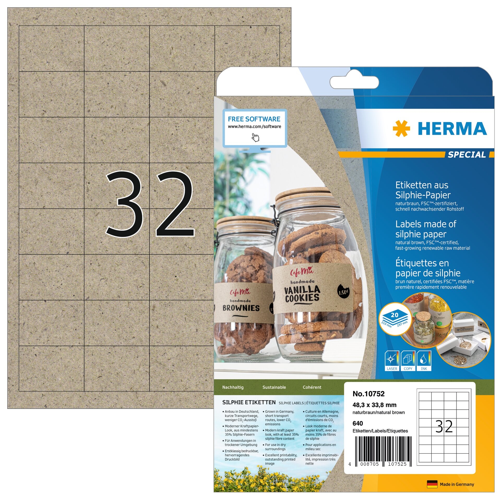 HERMA-10752-4008705107525 HERMA Etiketten 48,3 x 33,8 mm 10752 aus Silphie-Papier 640 Stück – Hochwertig & günstig bei ShopDeca